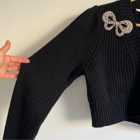LoveShackFancy Larsa Crop Cardigan in Black - Picture 8 of 16